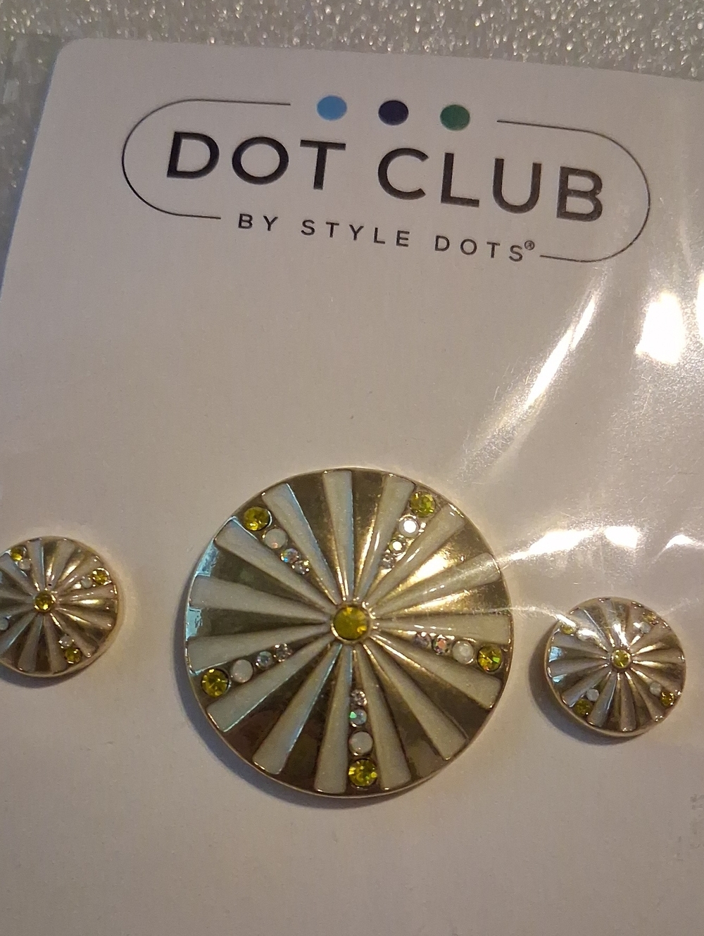 New STYLE DOTS Style Dots DOT CLUB Silver Tone Sunburst  Set with Yellow Accents